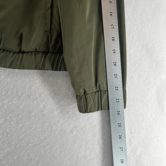 Nine West Jacket Womens Sz S Moto Bomber Asymmetric Zip Long Sleeve Olive Green - Picture 13 of 13